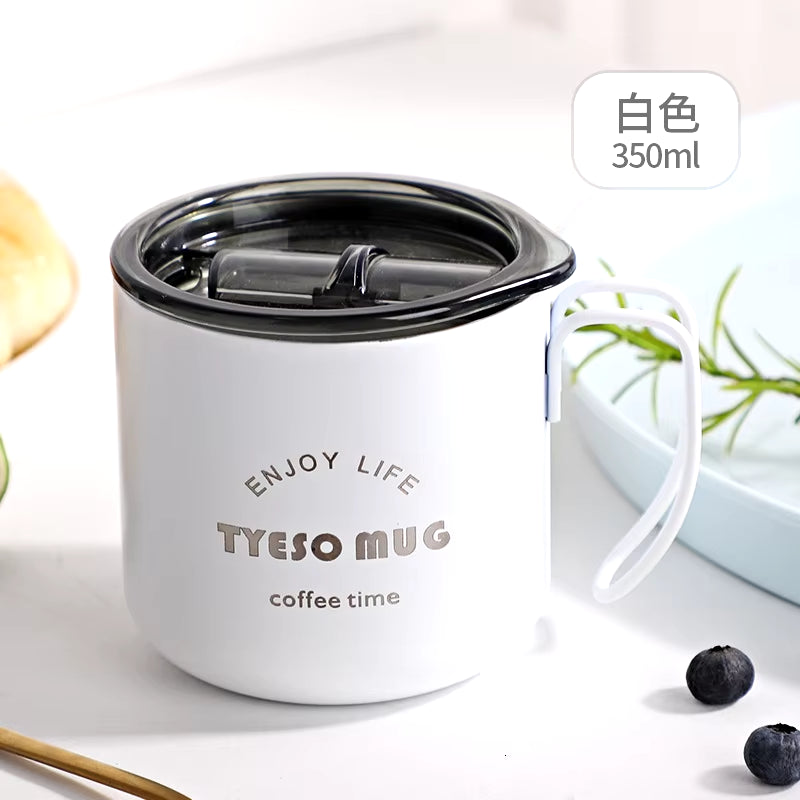 Nordic Style Metal Coffee Cup with Lid Office Workers Portable Coffe Milk Breakfast TYESO Mug Tazze Colazione Caneca Criativa