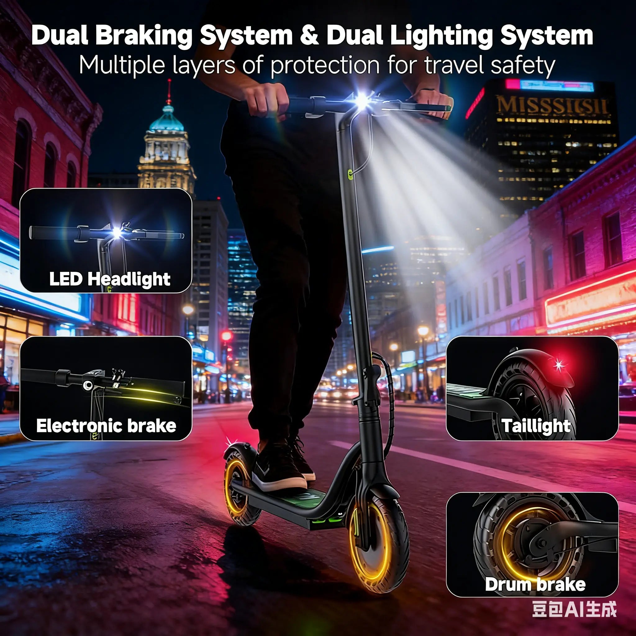 A Sleek Portable Electric Scooter | 350W High Performance Motor, 19MPH Smooth Ride, 8.5" Durable Solid Tires, App Control & Double Safety Braking