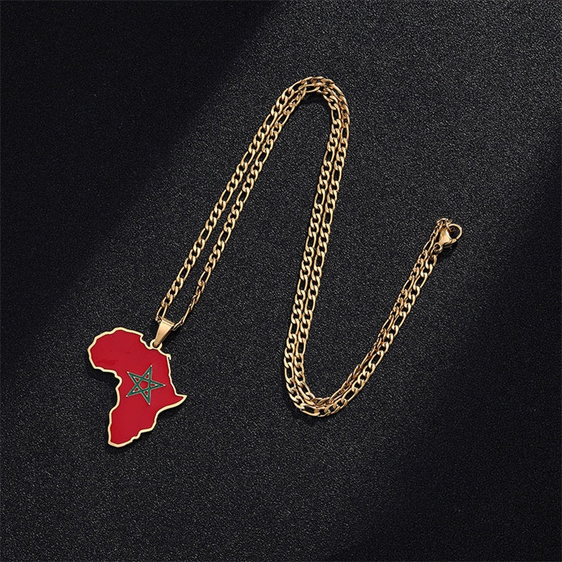 Ornament Africa Map Nigeria Somalia Angola Stainless Steel Necklace