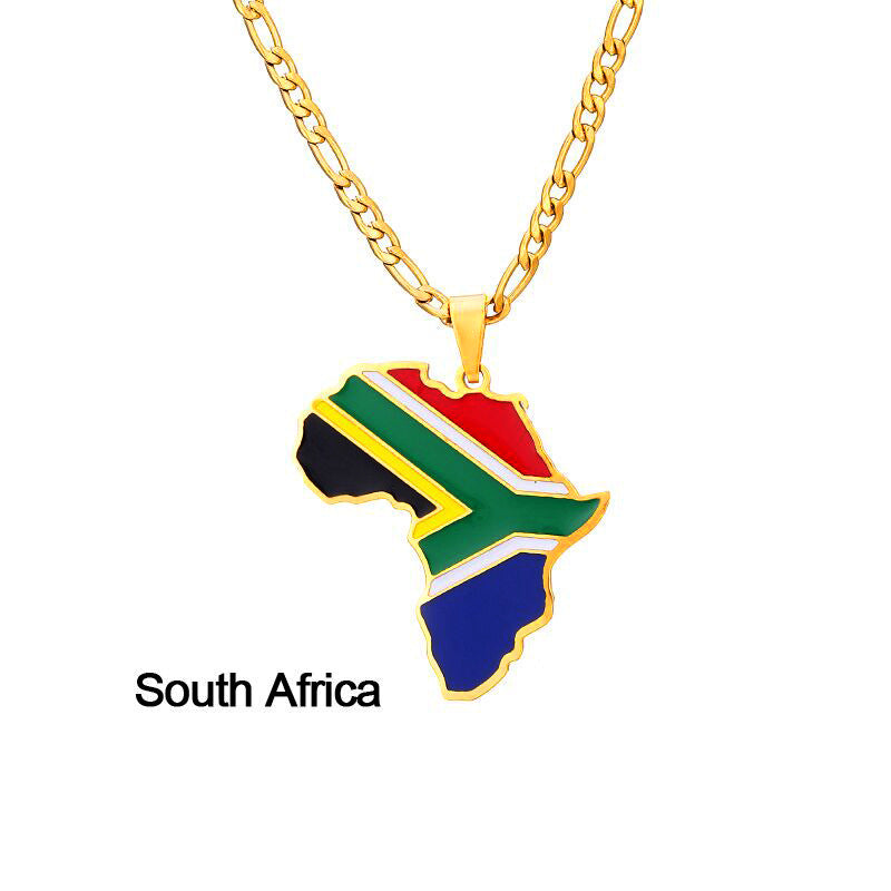 Ornament Africa Map Nigeria Somalia Angola Stainless Steel Necklace