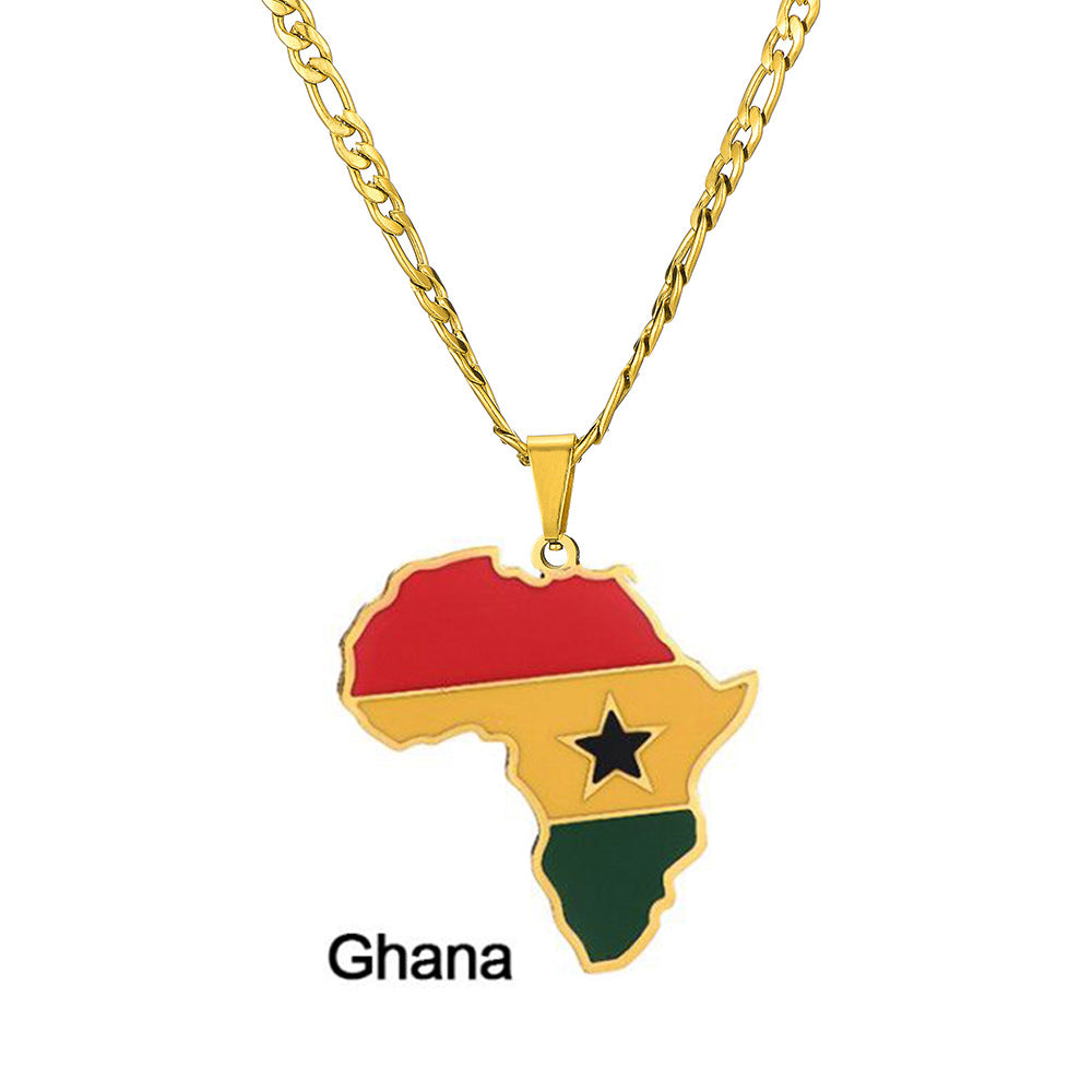 Ornament Africa Map Nigeria Somalia Angola Stainless Steel Necklace