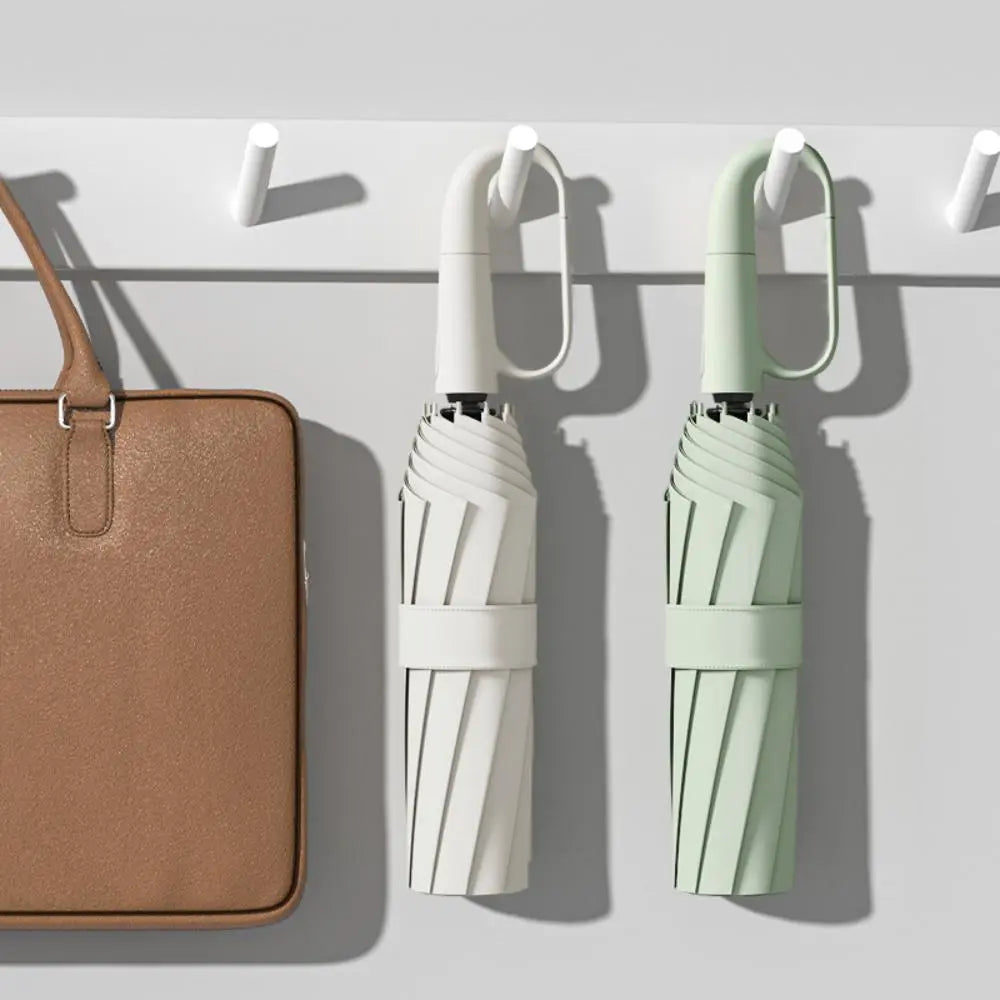 Green Foldable Rainproof Automatic Umbrella, 1 Count Compact Ring-Buckle Windproof Reinforced Pocket Umbrella for Women, Durable Sun-Protection UV Umbrella, Suitable for Rainy Days and Outdoor Use, Wind Resistant Umbrella, Portable Folding Umbrella