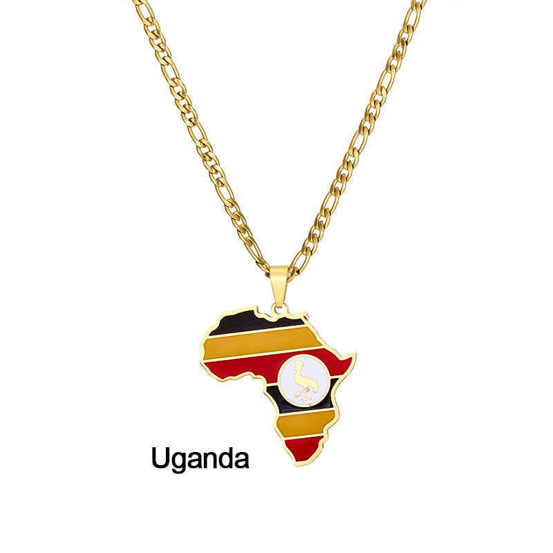 Ornament Africa Map Nigeria Somalia Angola Stainless Steel Necklace