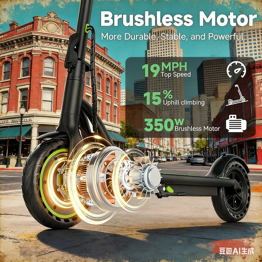 A Sleek Portable Electric Scooter | 350W High Performance Motor, 19MPH Smooth Ride, 8.5" Durable Solid Tires, App Control & Double Safety Braking