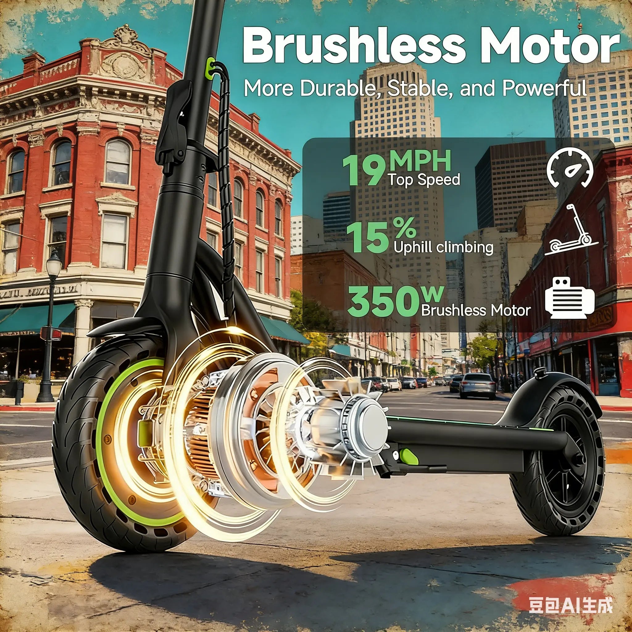 A Sleek Portable Electric Scooter | 350W High Performance Motor, 19MPH Smooth Ride, 8.5" Durable Solid Tires, App Control & Double Safety Braking