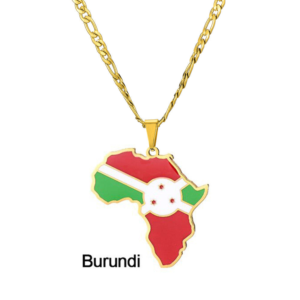 Ornament Africa Map Nigeria Somalia Angola Stainless Steel Necklace