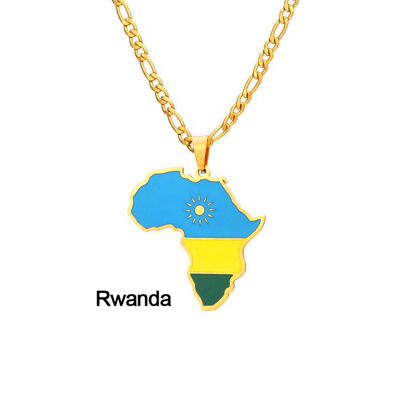 Ornament Africa Map Nigeria Somalia Angola Stainless Steel Necklace