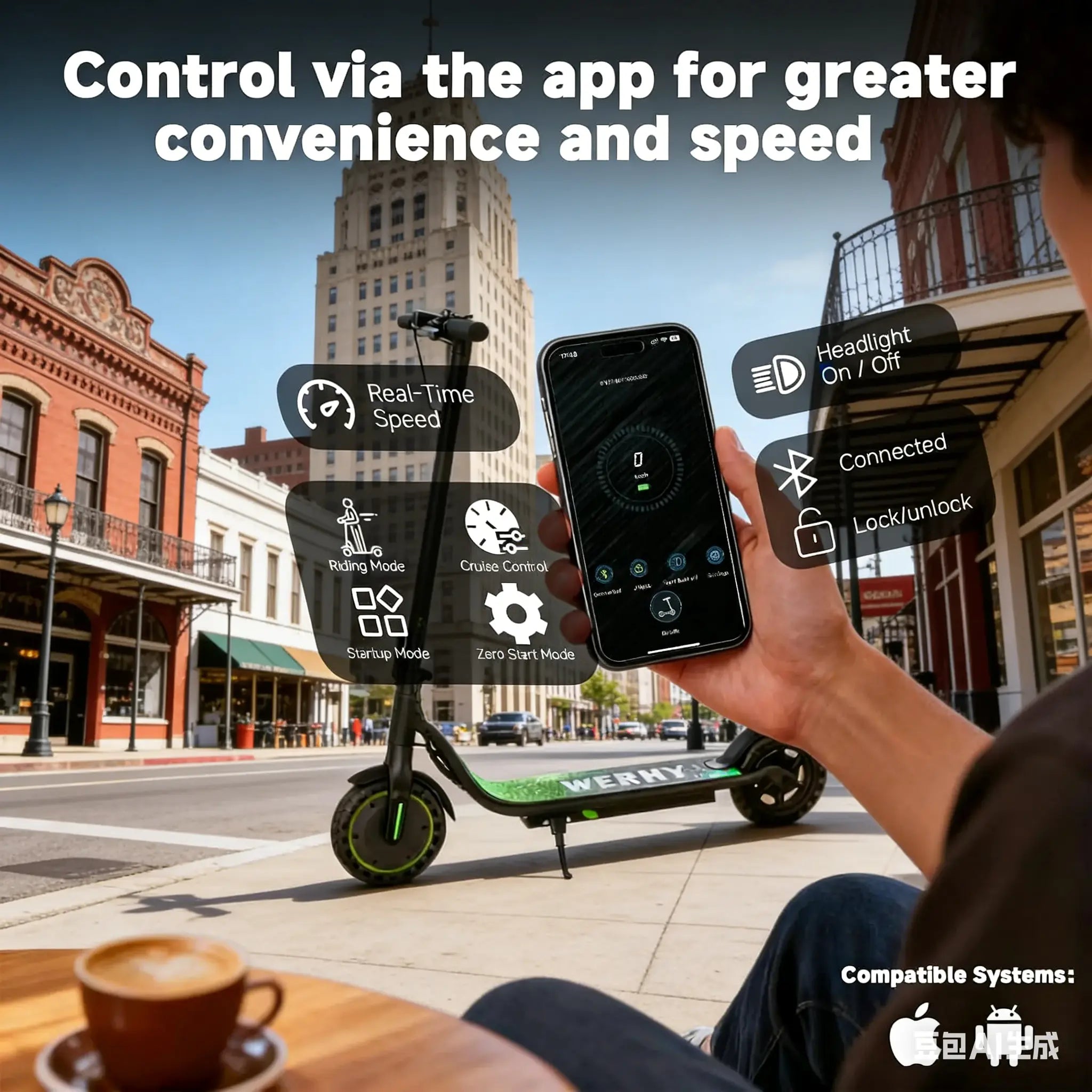 A Sleek Portable Electric Scooter | 350W High Performance Motor, 19MPH Smooth Ride, 8.5" Durable Solid Tires, App Control & Double Safety Braking