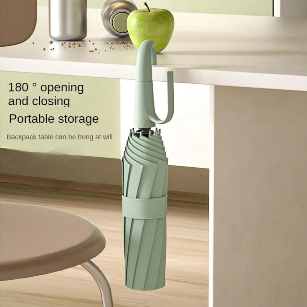 Green Foldable Rainproof Automatic Umbrella, 1 Count Compact Ring-Buckle Windproof Reinforced Pocket Umbrella for Women, Durable Sun-Protection UV Umbrella, Suitable for Rainy Days and Outdoor Use, Wind Resistant Umbrella, Portable Folding Umbrella