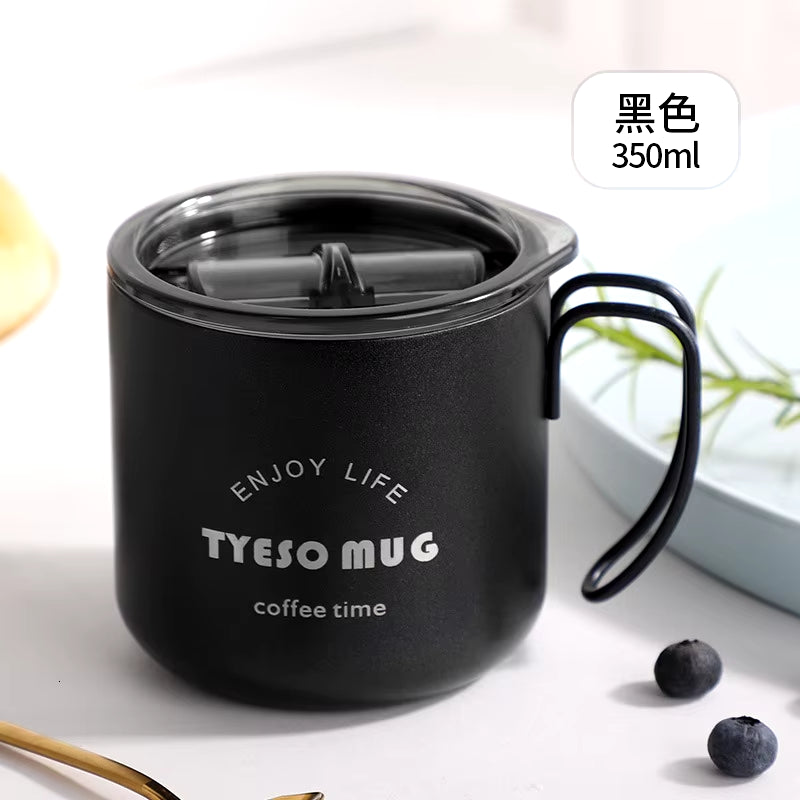 Nordic Style Metal Coffee Cup with Lid Office Workers Portable Coffe Milk Breakfast TYESO Mug Tazze Colazione Caneca Criativa